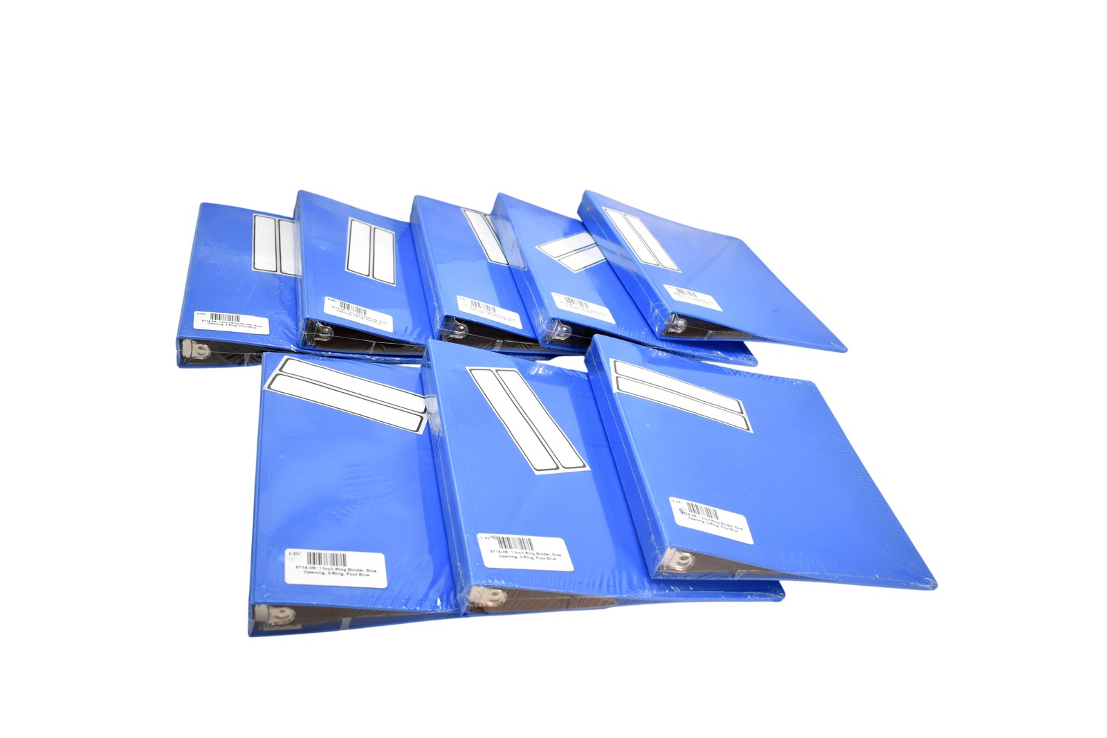 Lot Of 8 Blue 1″ 3 Ring Daily Use Binders Side Opening Office Supplies Bulk