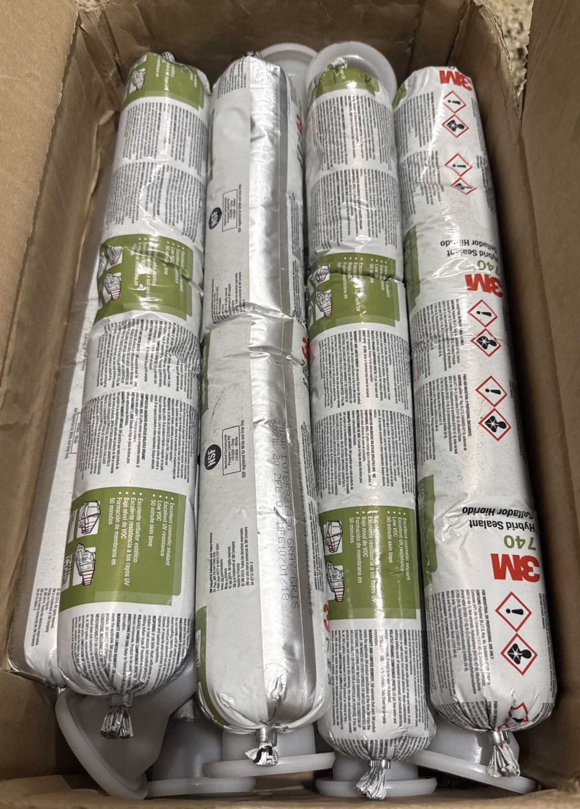 (12) 3M 740 Hybrid Sealant Gray 600ML/20.2OZ Sausage Tube w/Cap 62-5275-3932-4