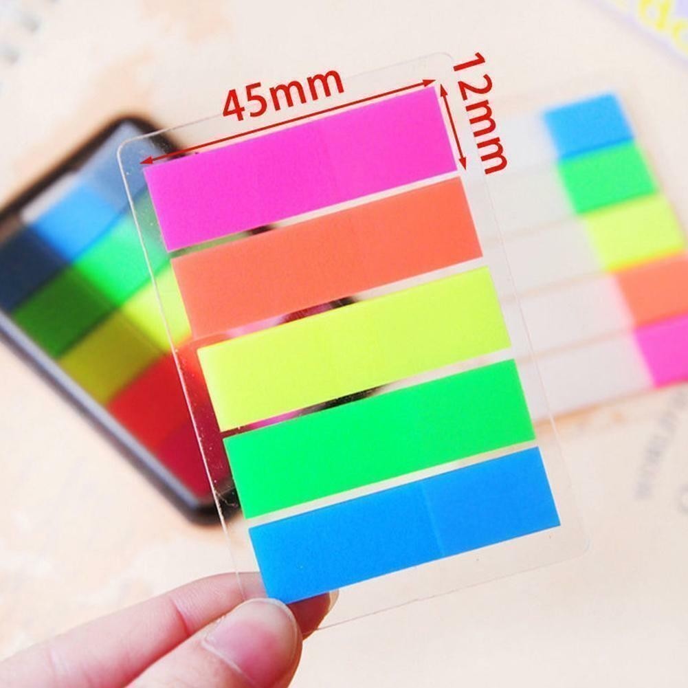 100Pcs Fluorescence Sticky Notes Memo Flags For Bookmark Sticker Colors US@