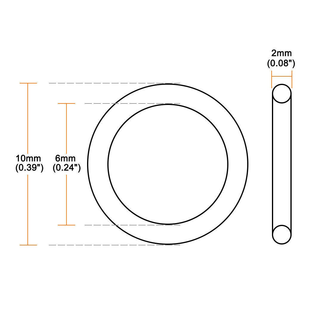 Silicone O-Ring 10mmx6mmx2mm VMQ Seal Rings Sealing Gasket Red 10PCS