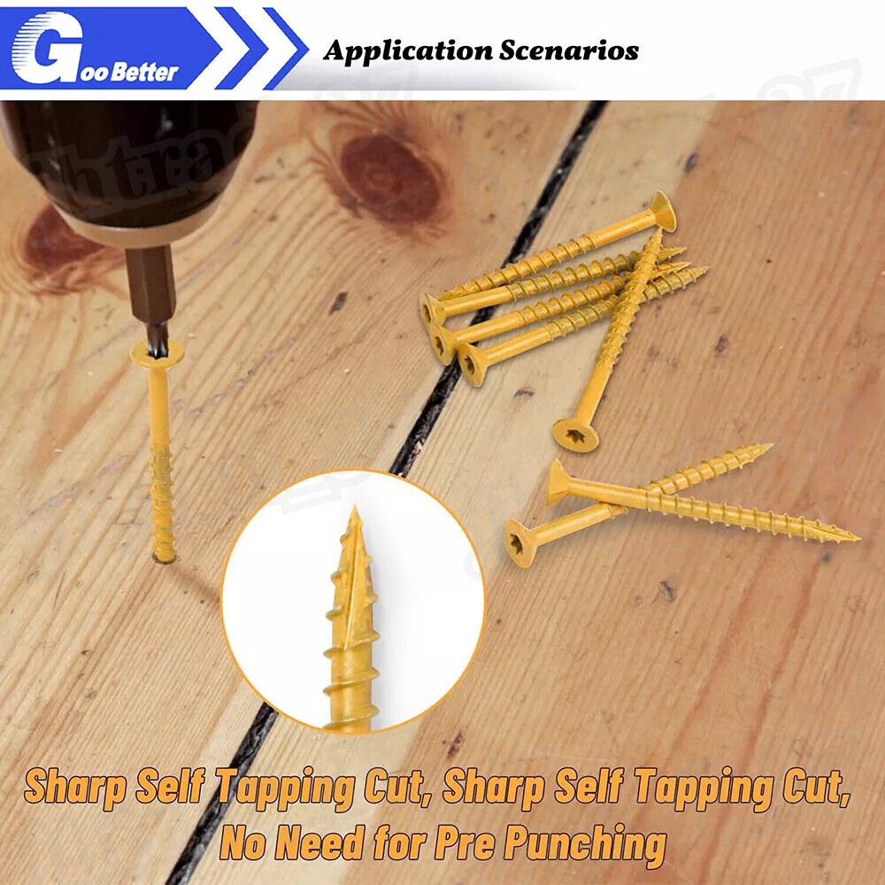 700pcs #8×1-5/8″ Deck Screws Torx T25 Star Self Tapping Wood Screws Fence Screws