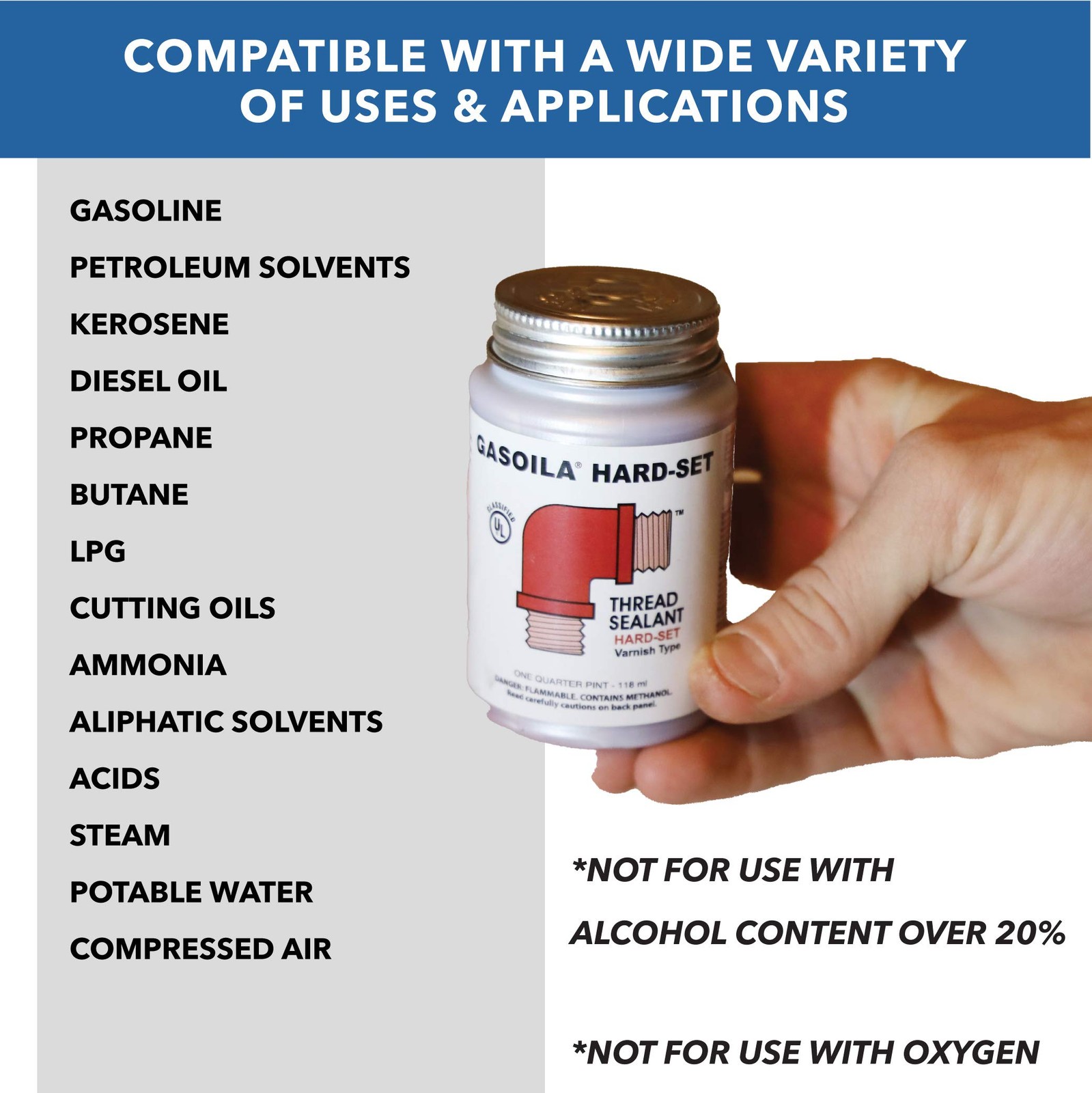 Gasoila Hard-Setting Permanent Thread Sealant, Fast-Drying Red Varnish Sealan…