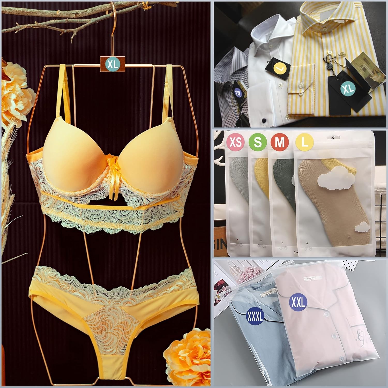 3500 PCS Clothing Size Stickers XS, S, M, L, XL, XXL, XXXL, Multi Color