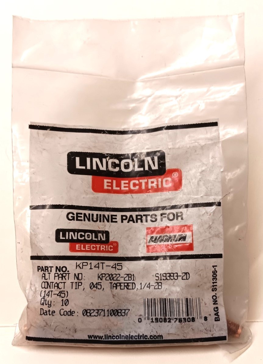 NOS – Lincoln Electric KP14T-45 Contact Tip Tapered .045 in (1.2 mm) 10 pack