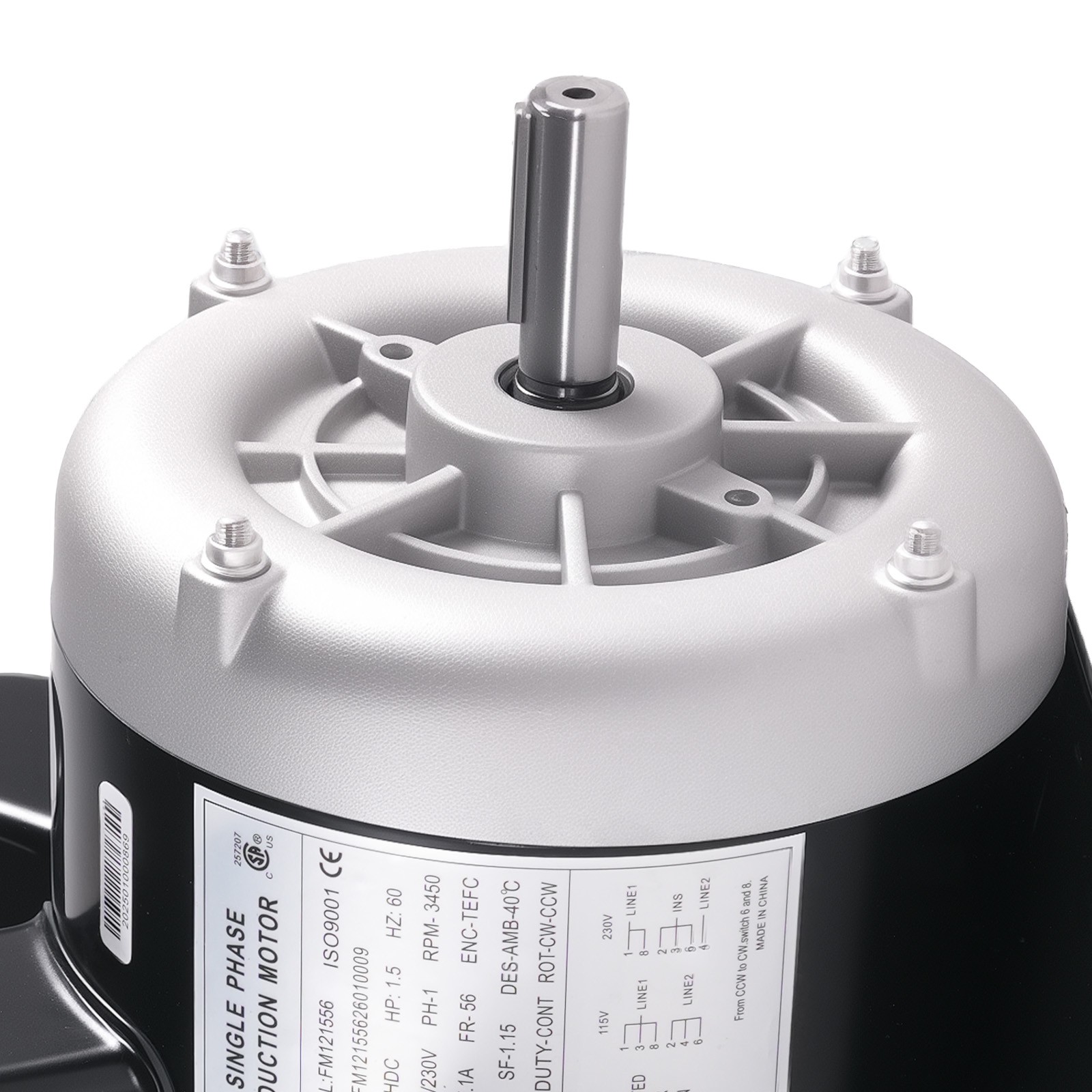 1.5HP Electric Motor 3450 RPM, AC 115V/230V, 5/8″ Shaft, Air Compressor Motor