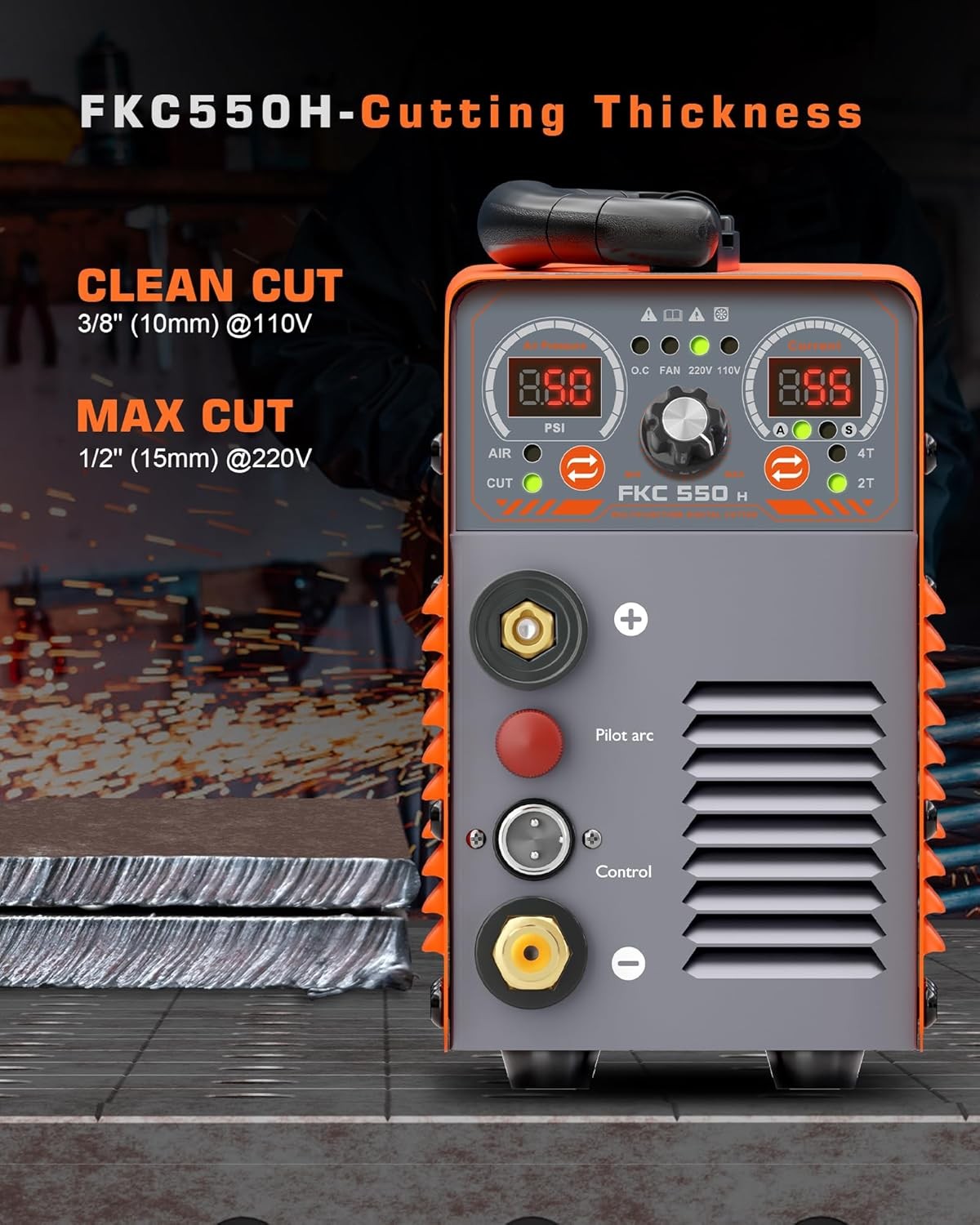 Plasma Cutter 55A Non Touch Pilot Arc HF Air Plasma Cutting Machine Max Cut 3/4″