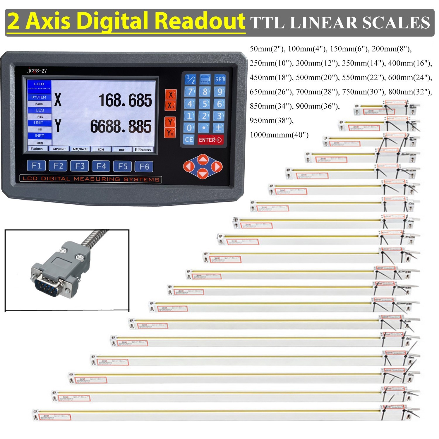 LCD Digital Readout with Precision Linear Scale for Milling Lathe Machine 2 Axis