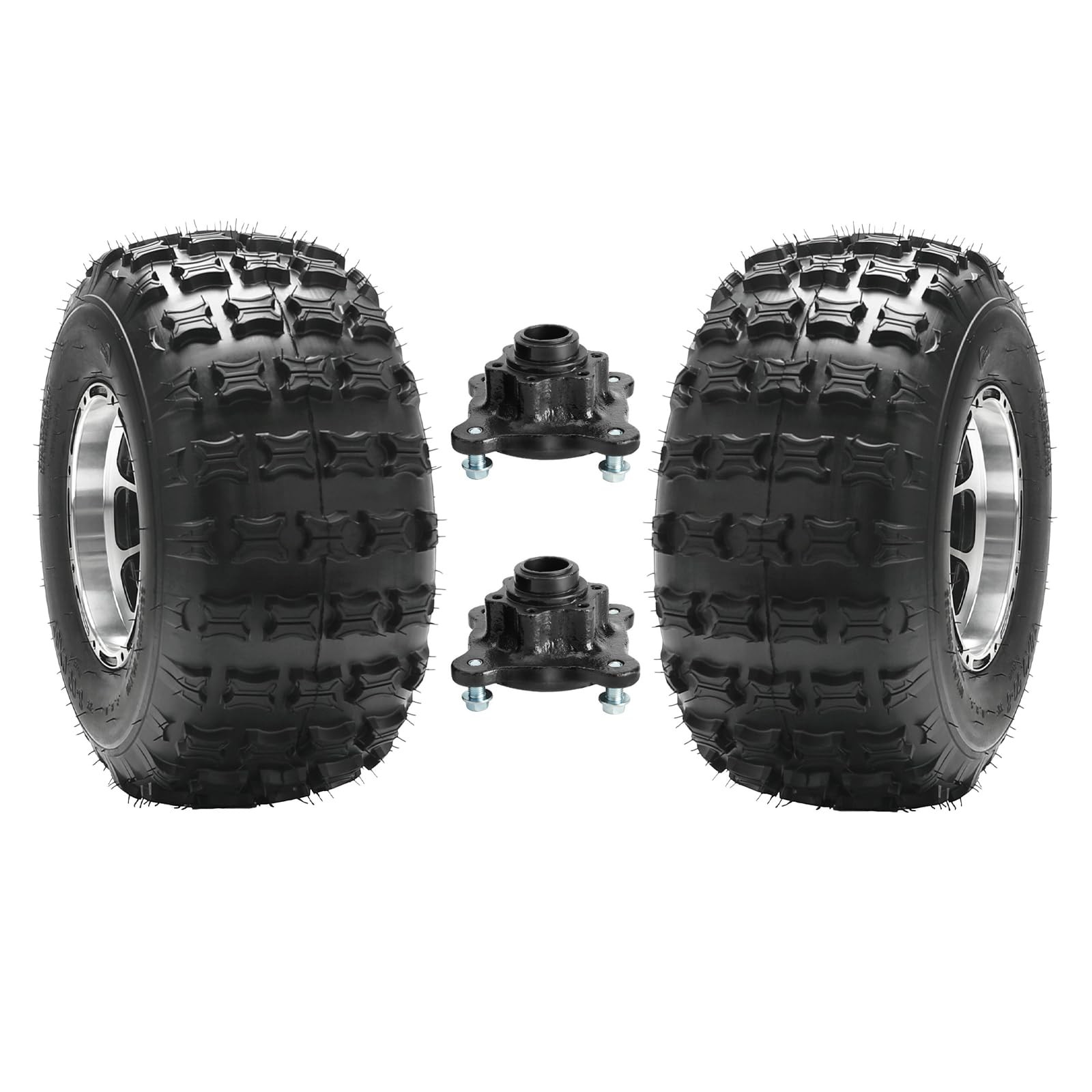 2PCS 18×9.5-8 Tubeless Wheels Tires Rim 4 Stud 23T Hub for UTV ATV Go Kart