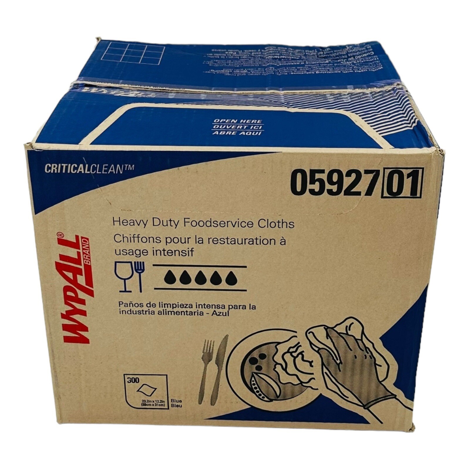300 Cloths Wypall Heavy Duty Foodservice Cloths 23.2″ x 12.2″ Exp.11/2028