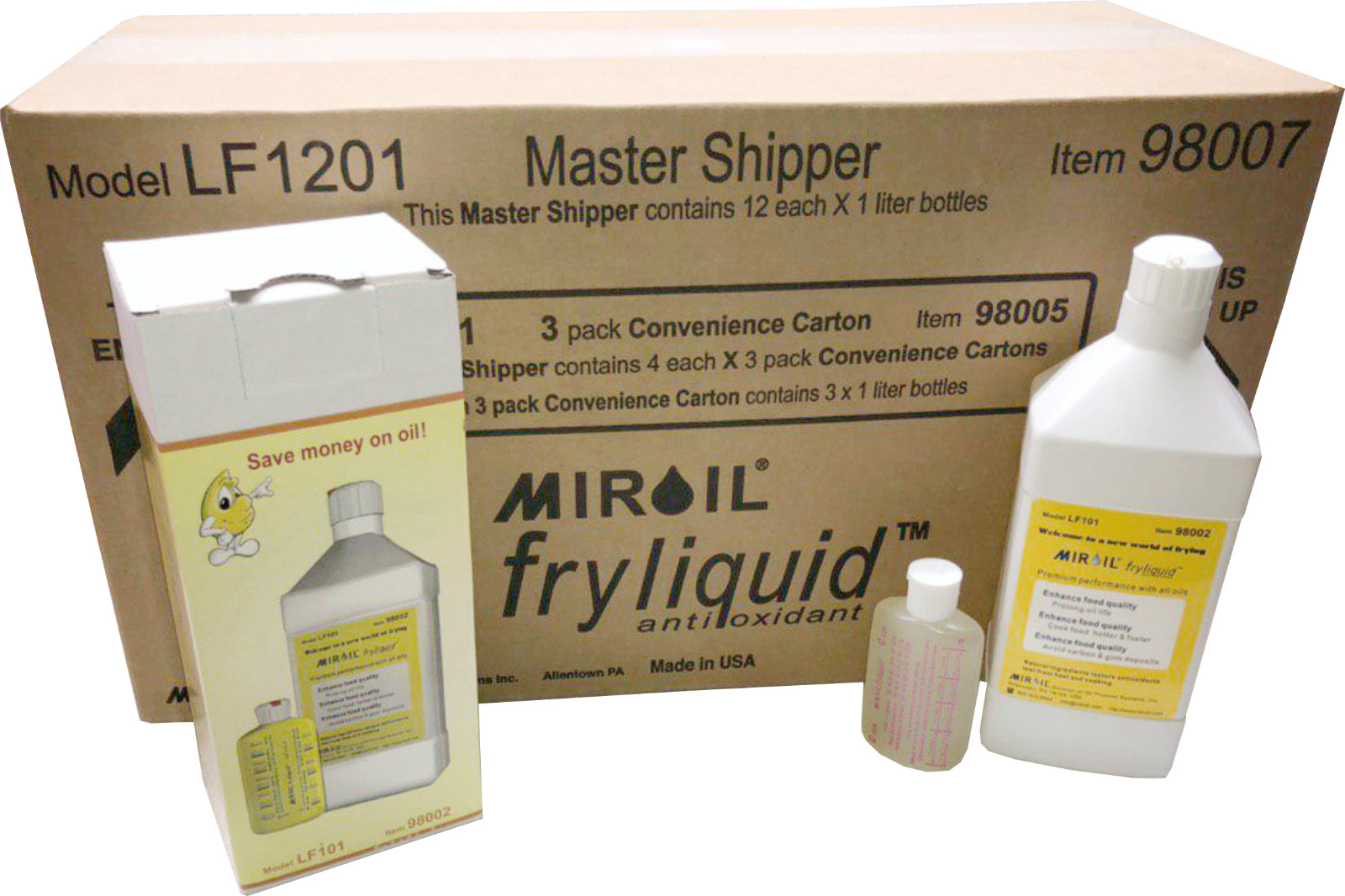 Miroil FryLiquid, BULK SAVER, LF1201 Pack of 12 x 1 Liter, Fry Oil Extender
