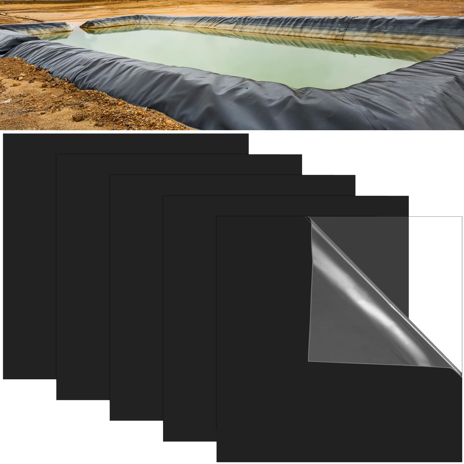 Self Adhesive EPDM Large Pond Liner Repair Patch Kit Thickened Garden Cover 5PC