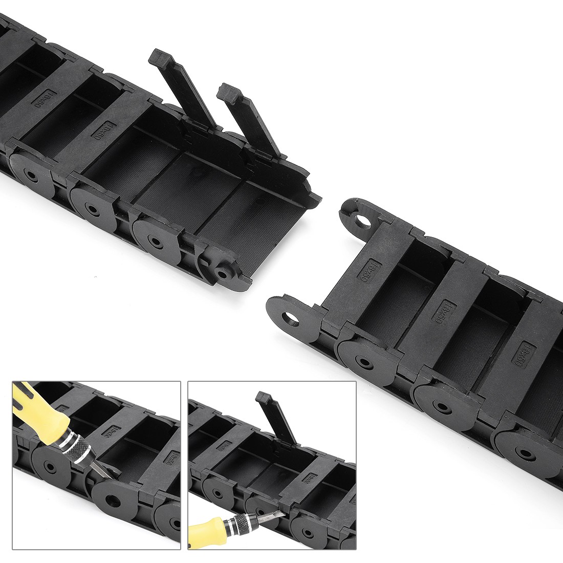 R38 18 x 50mm Cable Drag Chain Plastic Semi Closed Cable Wire for 3D Printer