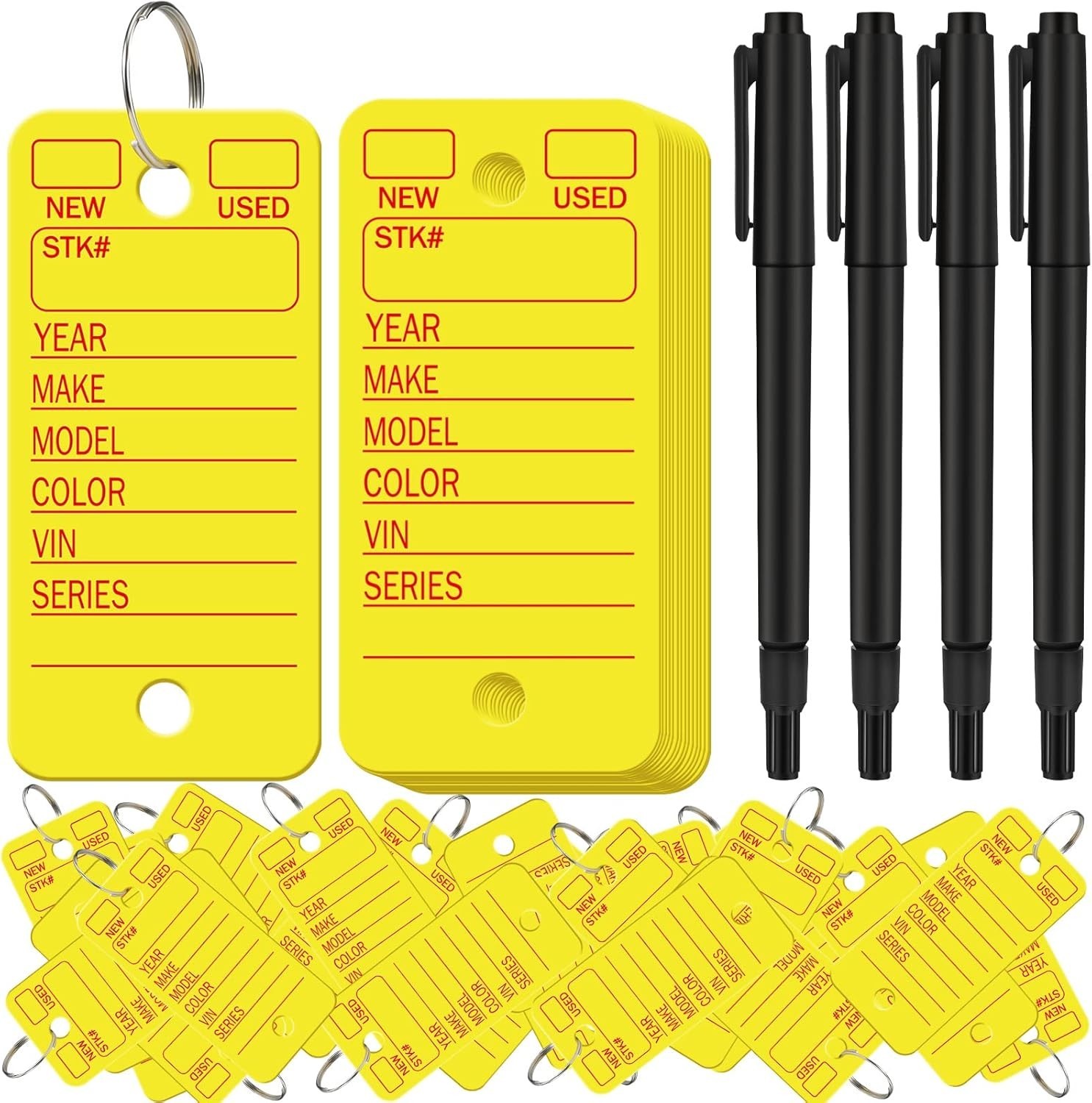 500 Pcs Key Tags with Labels Car Dealership 1.38 x 2.99 inches, Yellow
