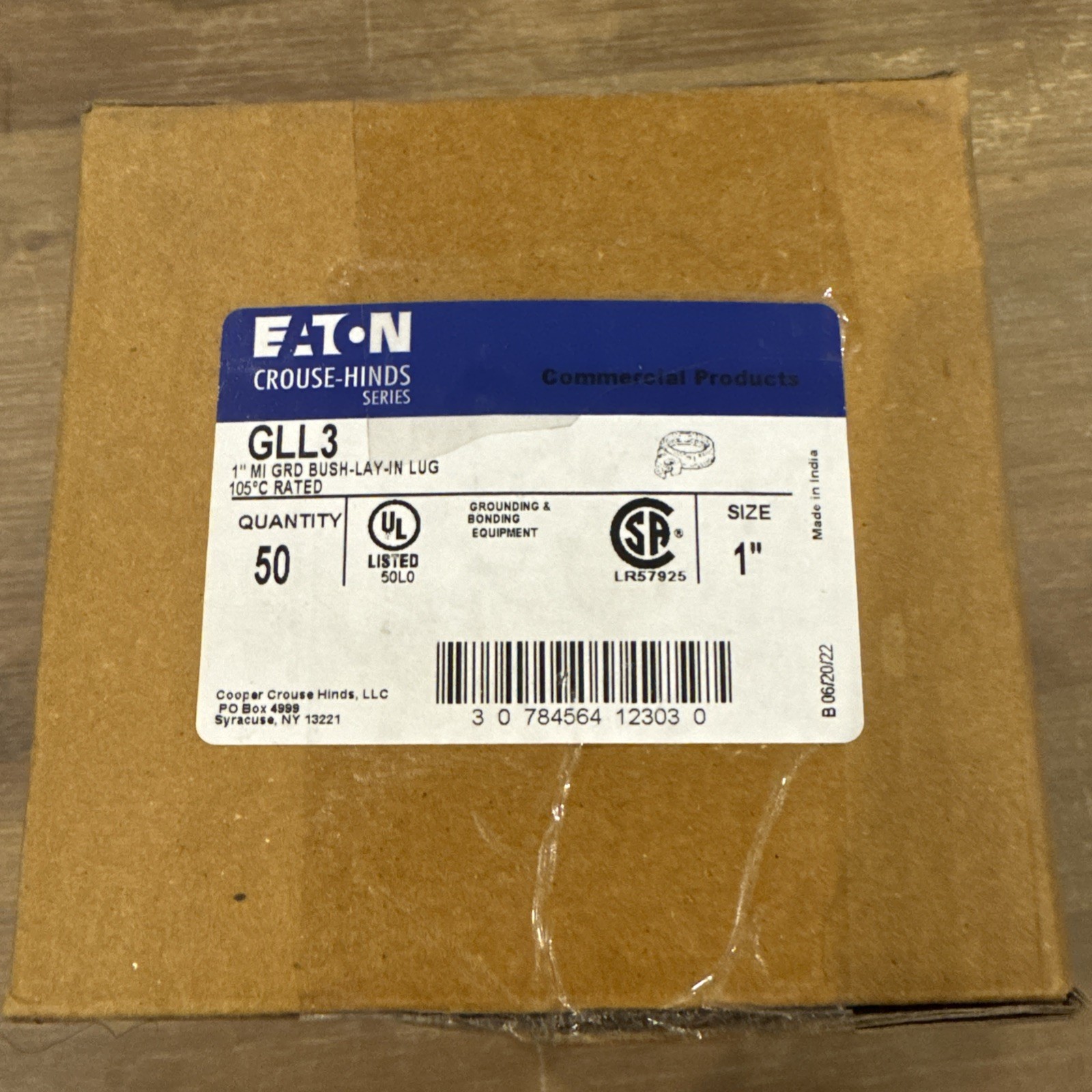 Box Of 50 – EATON GLL3 1″ MI GROUND BUSH-LAY-IN LUG Ground & Bonding Equipment
