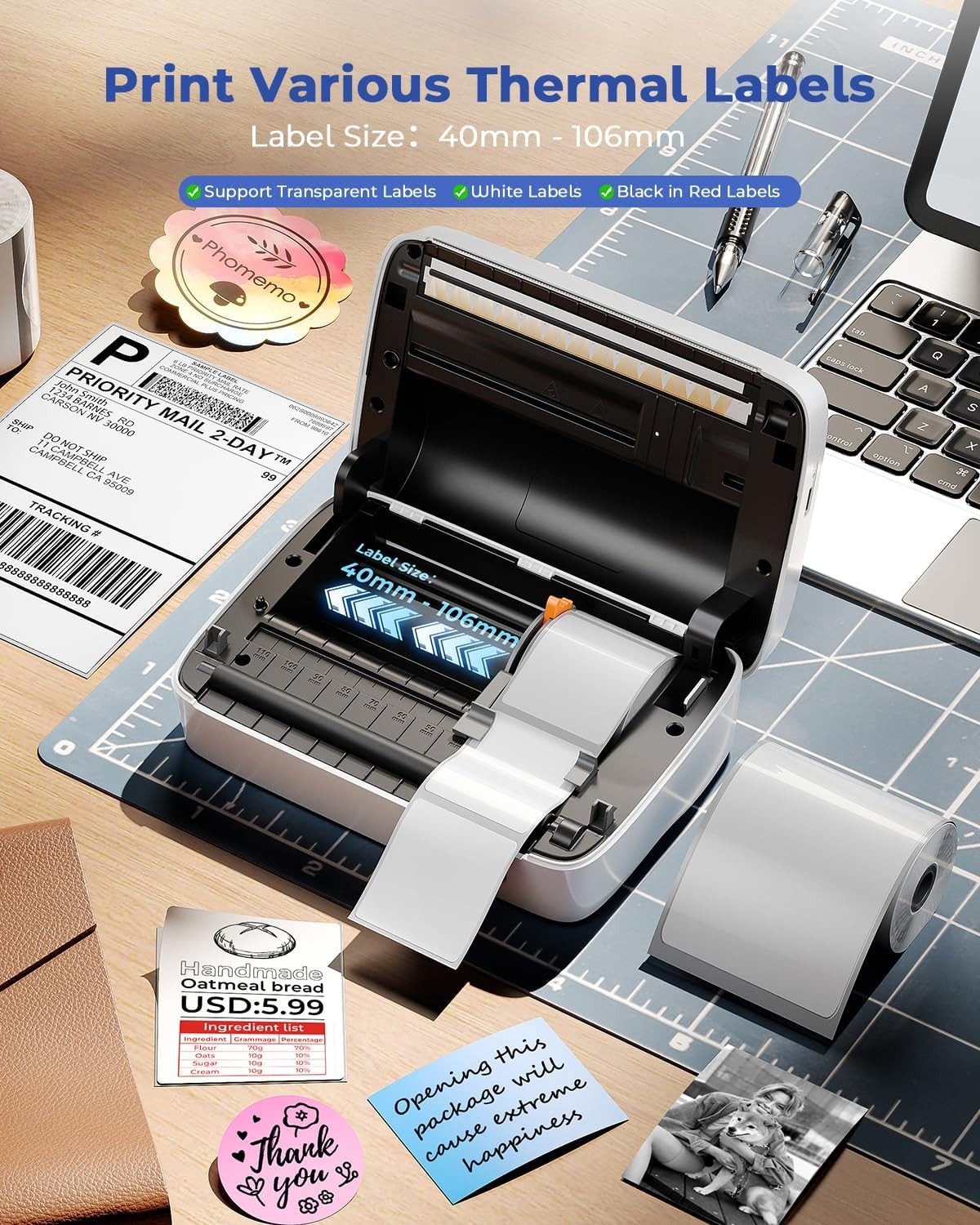 Phomemo M421 Shipping Labels Printer 4 x 6 Label Printer Thermal Printer USPS