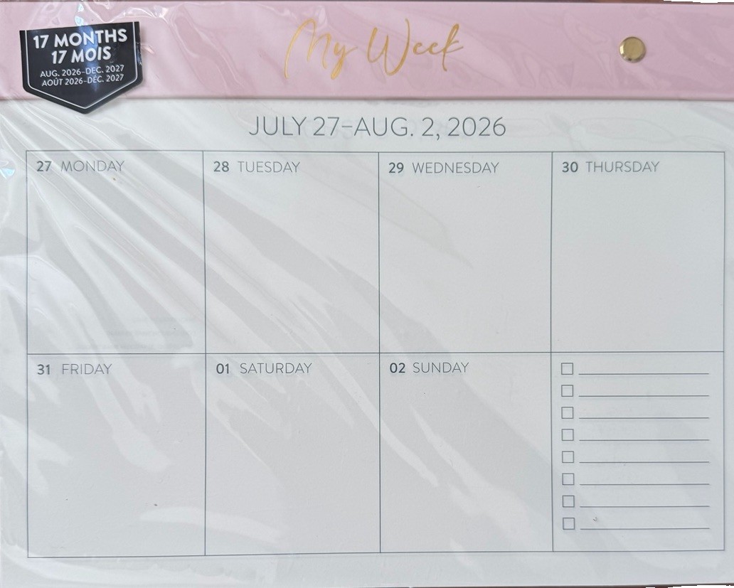 2027 Weekly Desk Planner Orange Circle Studio 17 Mo Calendar Aug 2026- Dec 2027