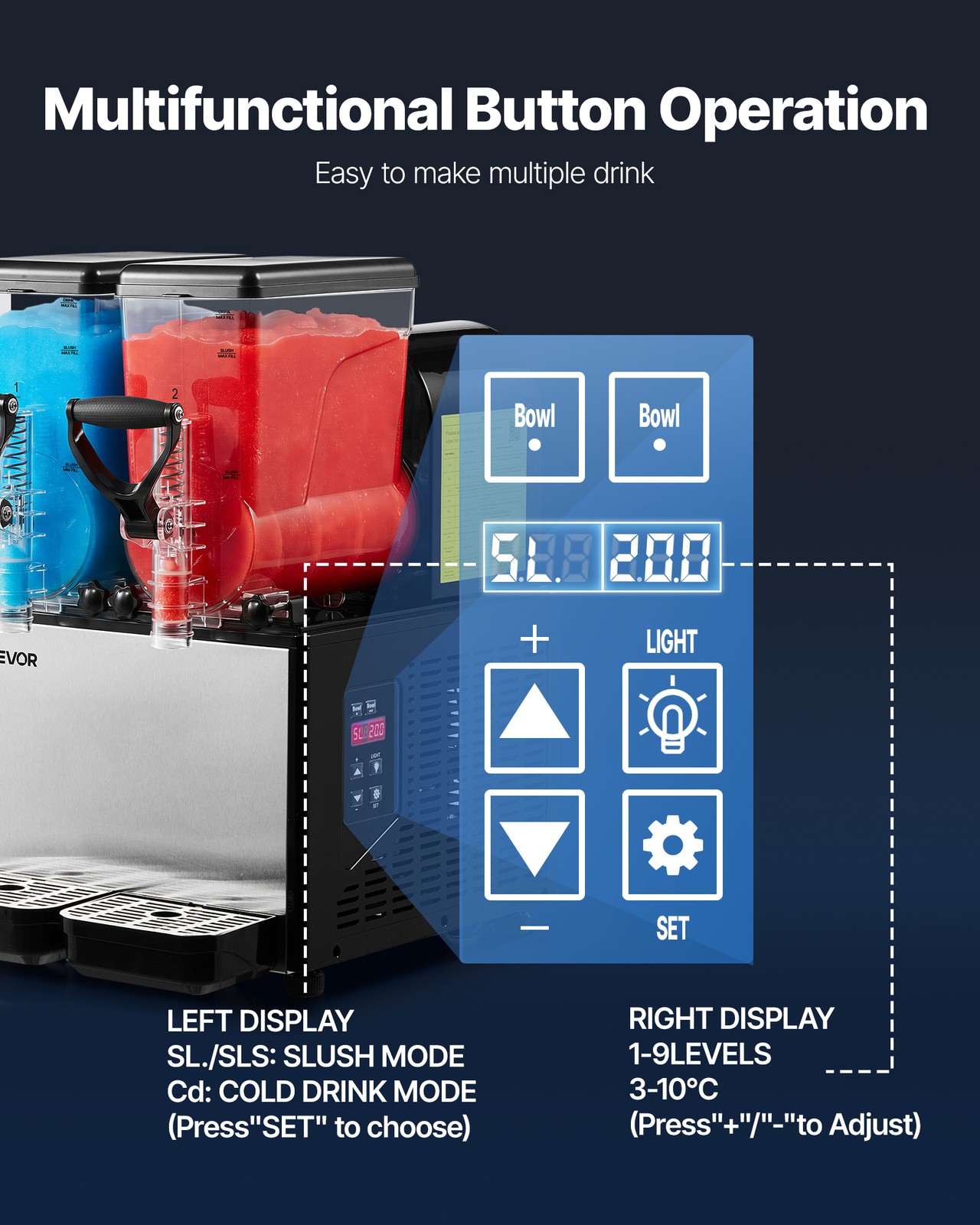 VEVOR Slushie Machine No Ice Needed Frozen Drink Maker Dual 6L/1.6 GAL Tanks