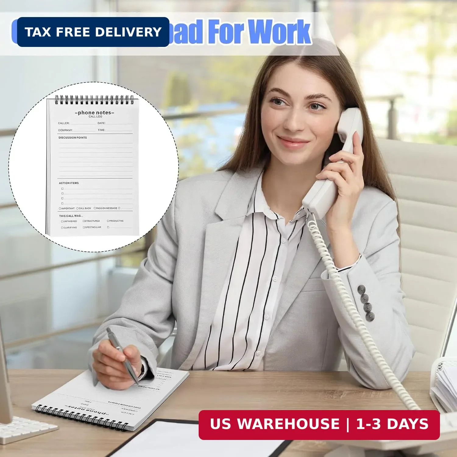 Faccito 1 Pcs Call Log Notepad for Work Phone Log Book for Office with Notes Pho