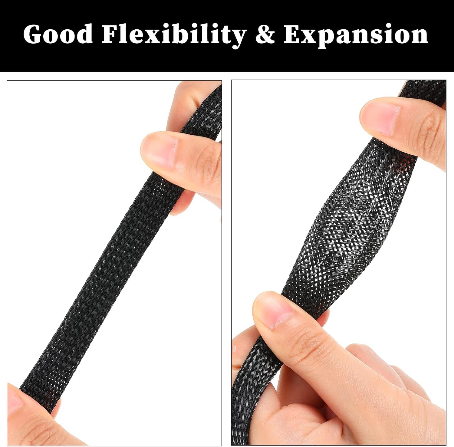 100 FT. 5/16″ Black Expandable Wire Cable Sleeving Sheathing Braided Loom Tubing