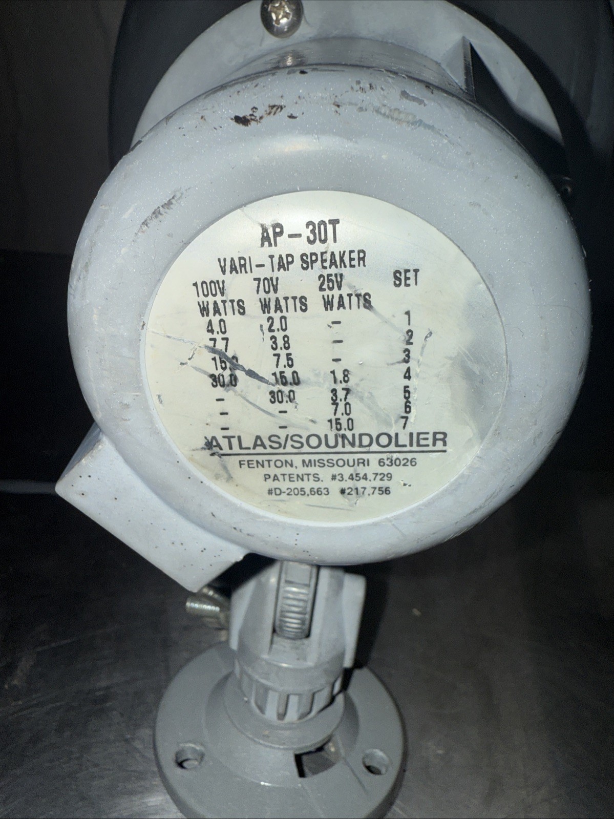 ATLAS SOUND LP , VARI-TAP SPEAKER , AP-30T , 25V – 100V , 2W – 16.0W.