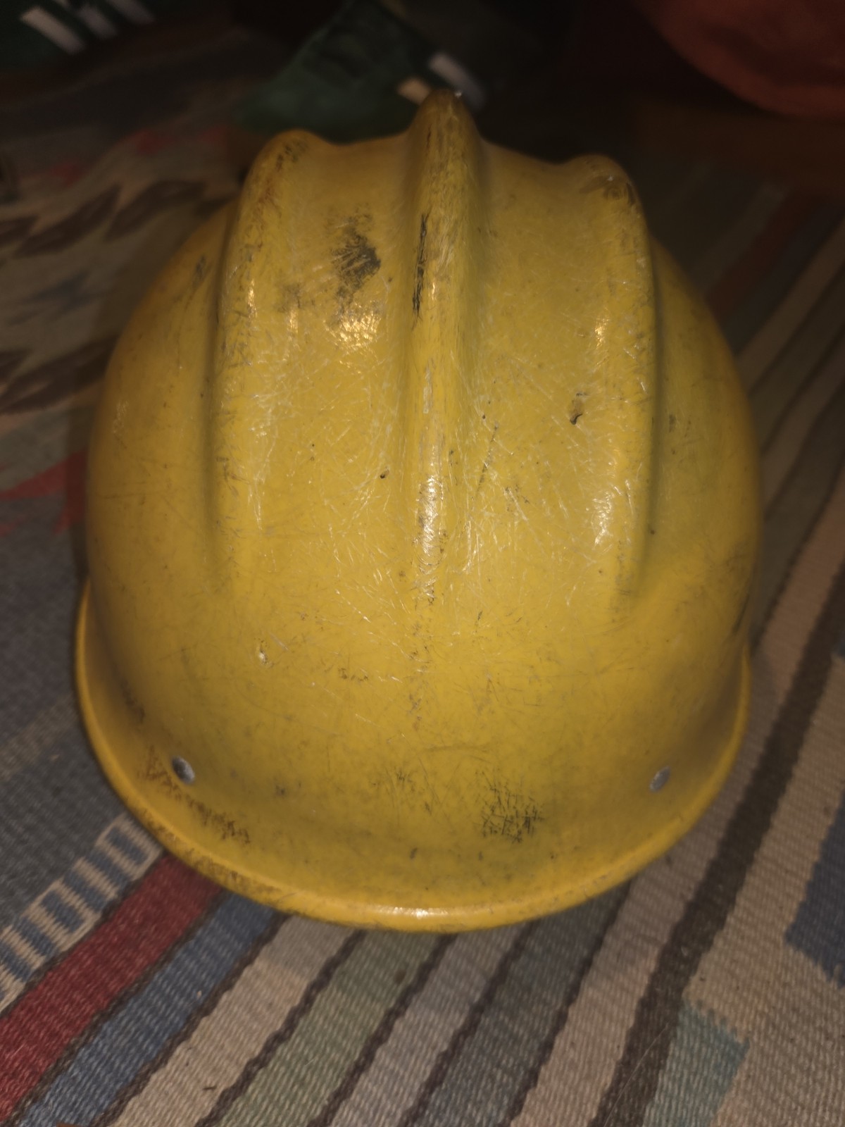 Vintage Original Yellow Bullard 502 Fiberglass Hard Boiled Hard Hat Iron Const.
