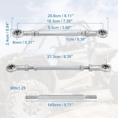 145mm Length 8mm Hole Diameter Adjustable Steering Tie Rod Ball Joint for 49cc E