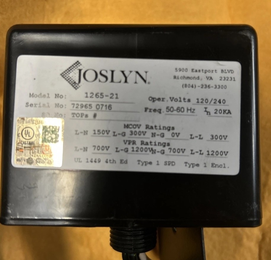 Joslyn Surgitron III AC Surge Protector 120/240 Volt 100 KA