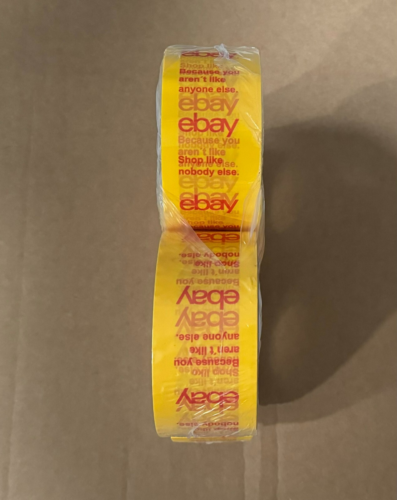 4 ROLLS OF OFFICIAL EBAY YELLOW BRANDED TAPE PACKING SHIPPING SUPPLIES 75′ x 2″