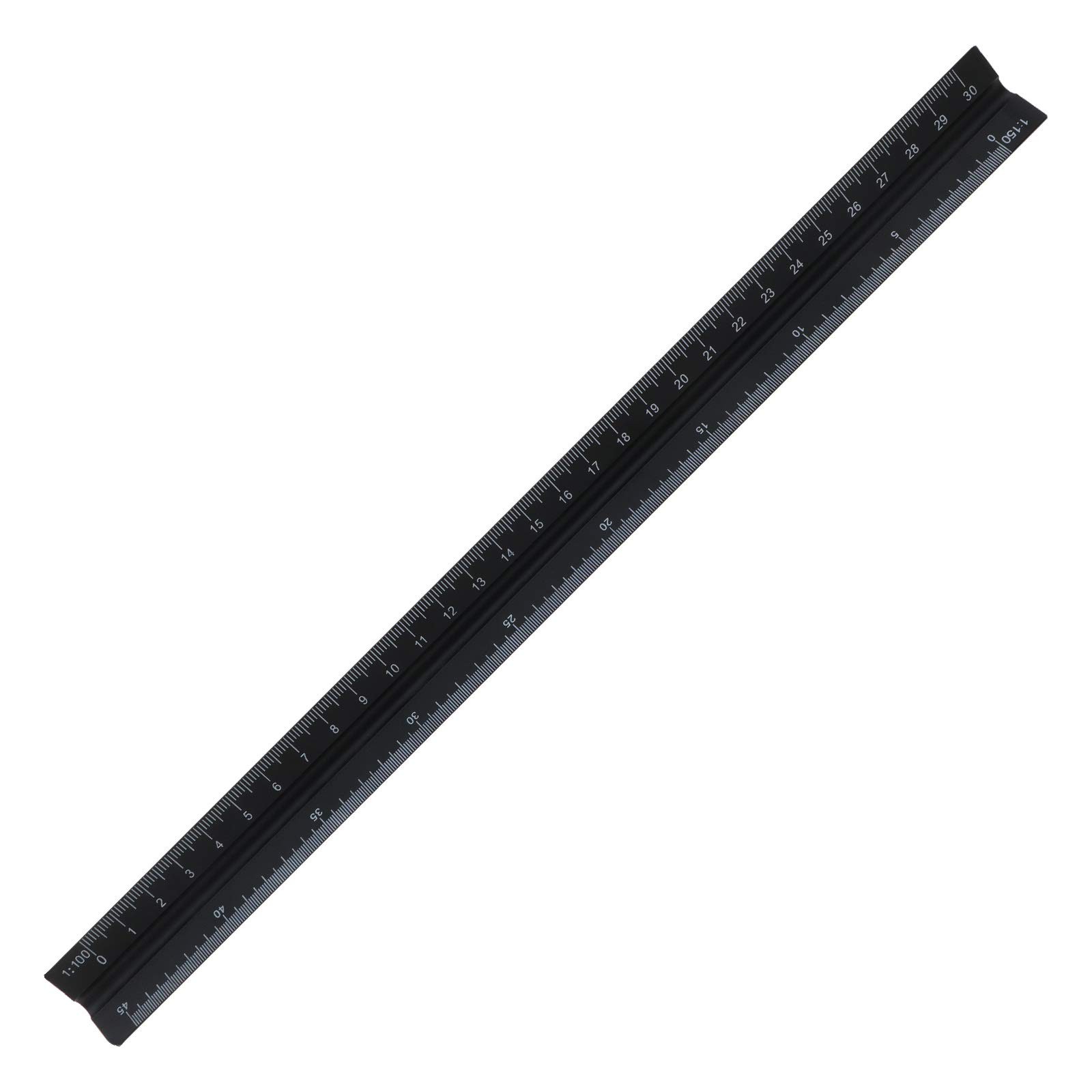 Triangular Ruler, 30 Inches, Black Aluminum Alloy, Metric Ruler 120, 12…