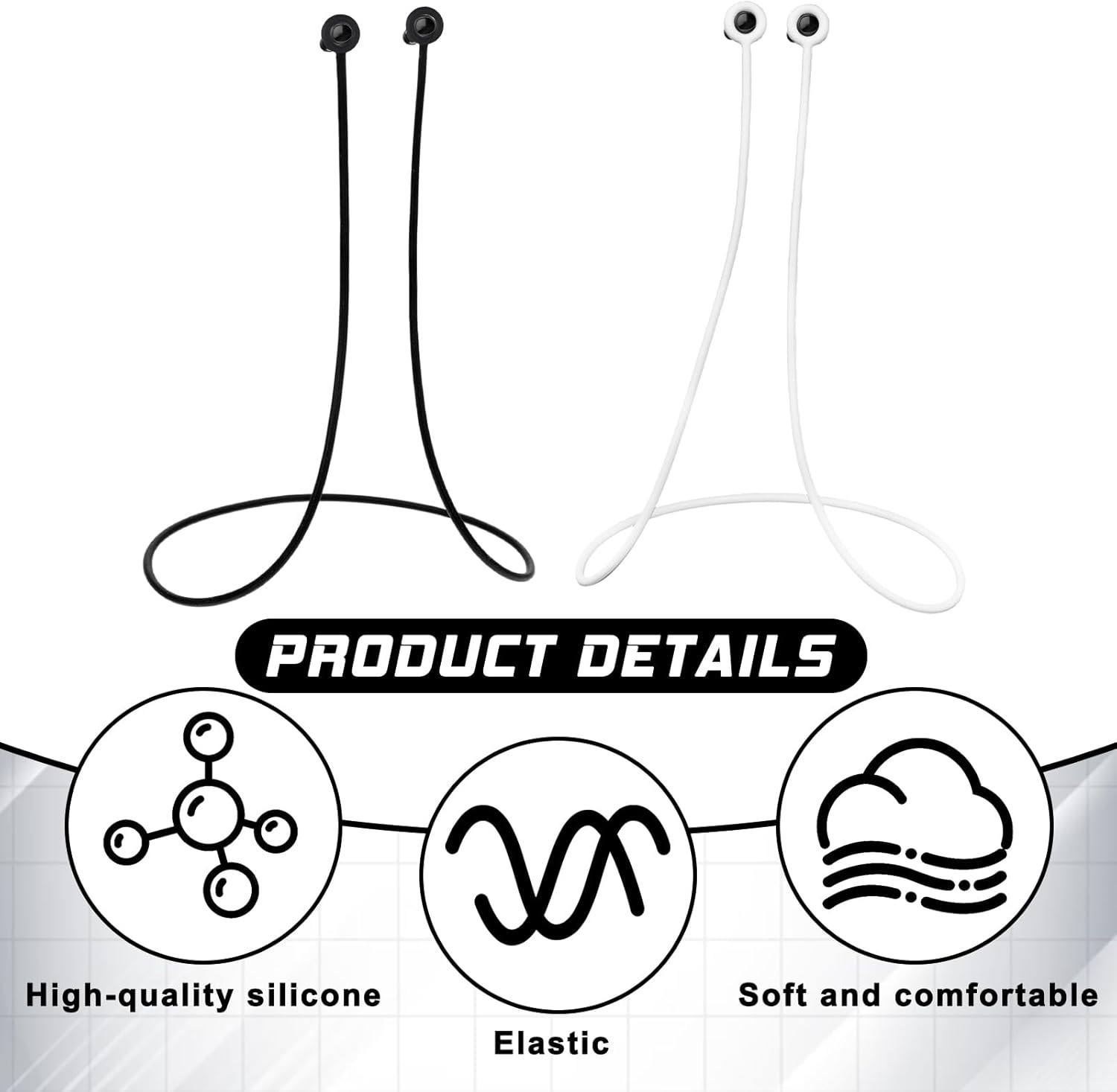 2 Pcs Earplug Lanyard, Silicone Anti-Lost Safety Lanyard for Most Earplugs with