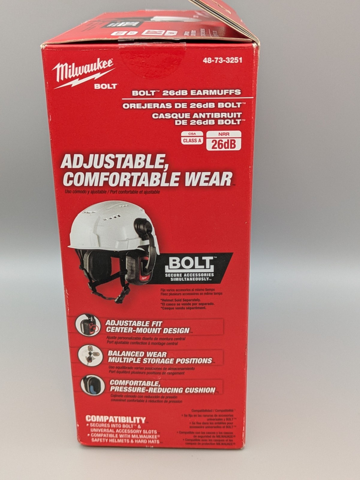 Milwaukee 48-73-3251 BOLT 26dB Earmuffs ANSI S3.19-1974 CLASS A