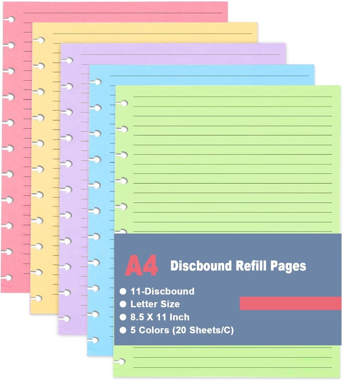 A4 TUL Discbound Lined Refill Paper, 11 Disc Hole Punched Ruled Filler Paper,…