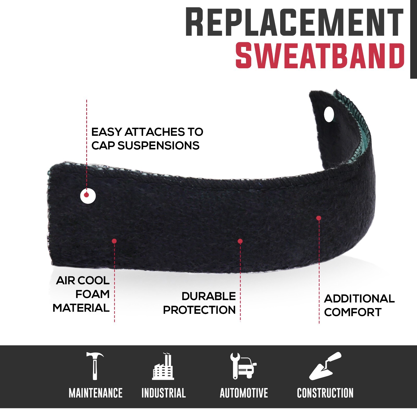 12 Pack Replacement Sweatband For Hard Hats/Bump Caps, Blue/Black