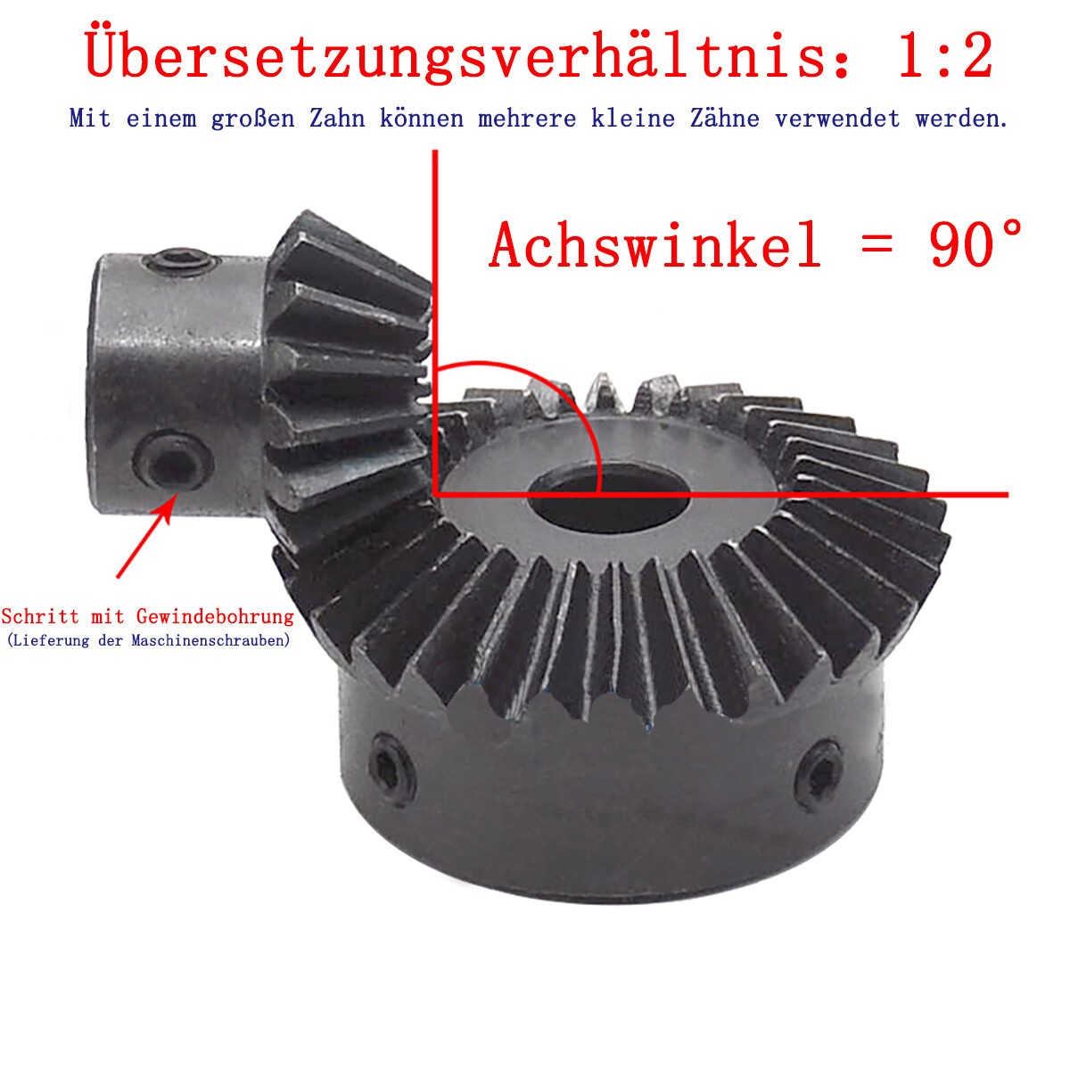 1.5 Module Bevel Gear 15/30 Tooth Bevel Gear Ratio 1:2 Bore 5/6/8-15mm