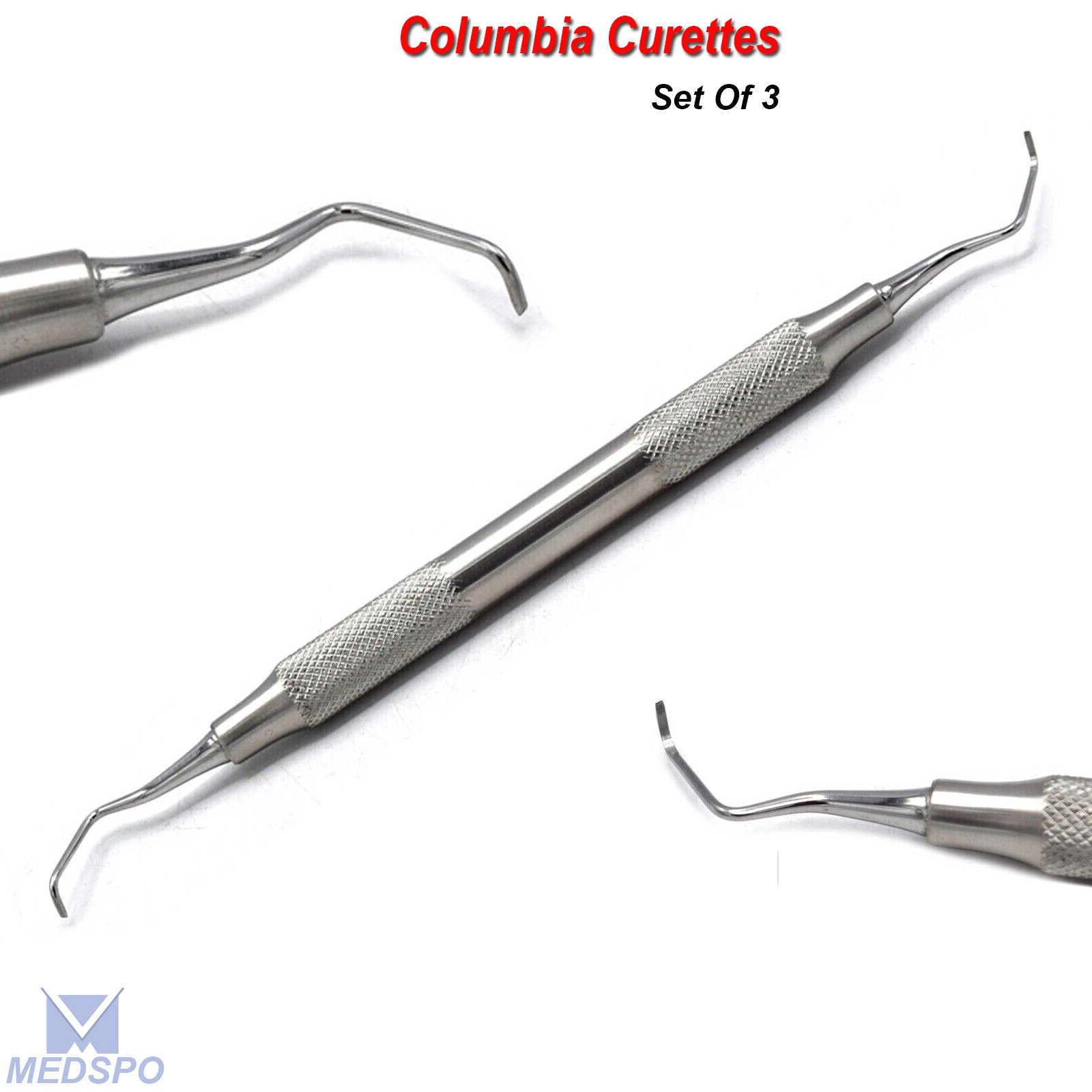 Hygienist Columbia Curette Periodontal Universal Curettes Dental Scaler Set Of 3