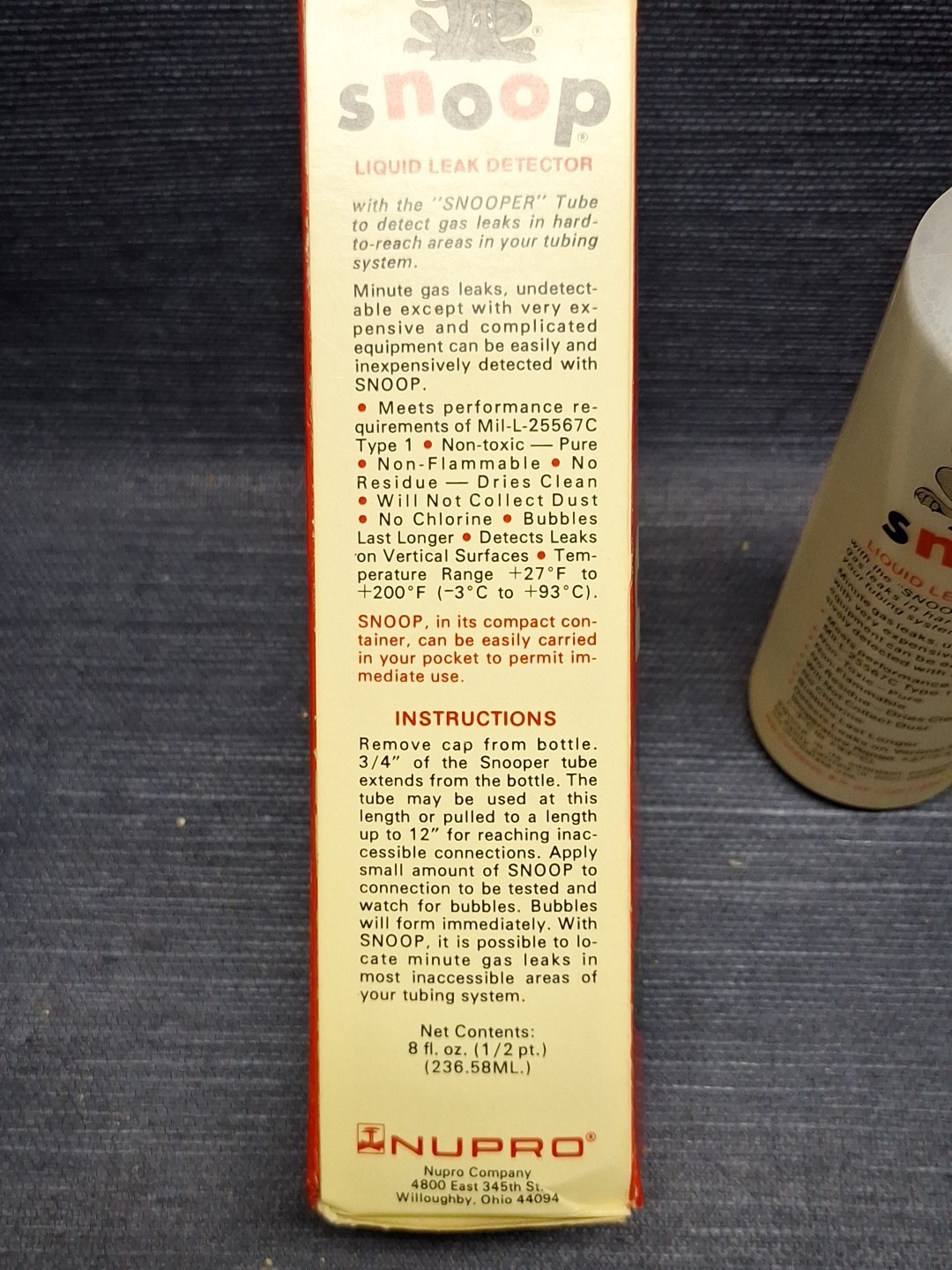 Nupro Snoop Liquid Leak Detector Original Box 8 Ounces Sealed New Old Stock