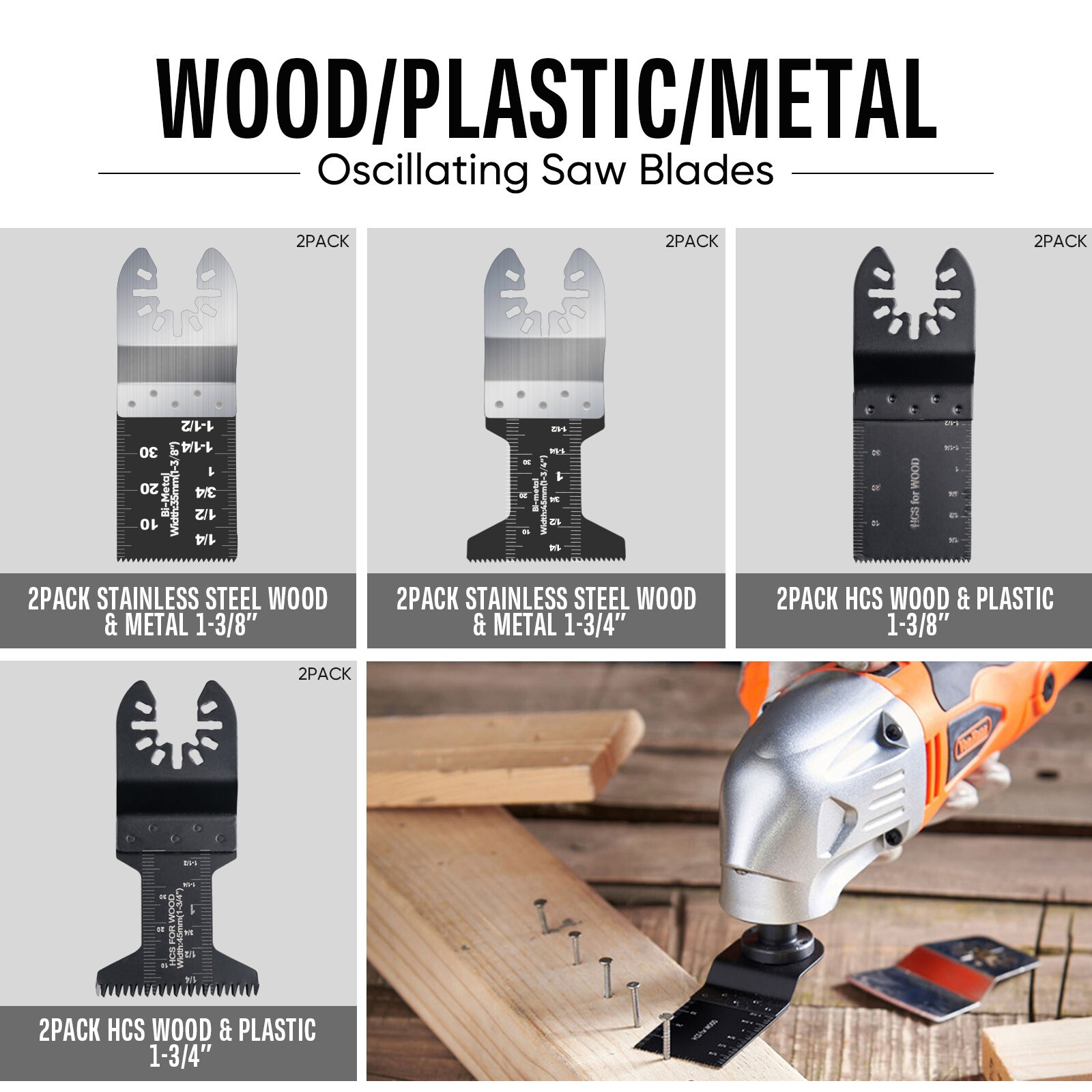 230PC Oscillating Saw Blades Multi Tool Cutter Metal Steel Carbon Wood Sandpaper