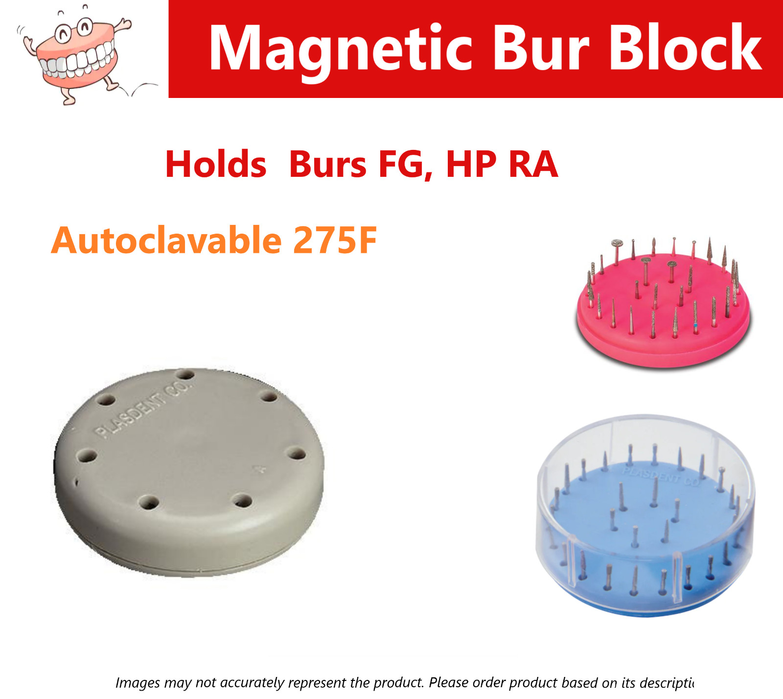 Magnetic Round Dental Lab Bur Block Holder Station For FG & RA, Rubber – 7 Hole