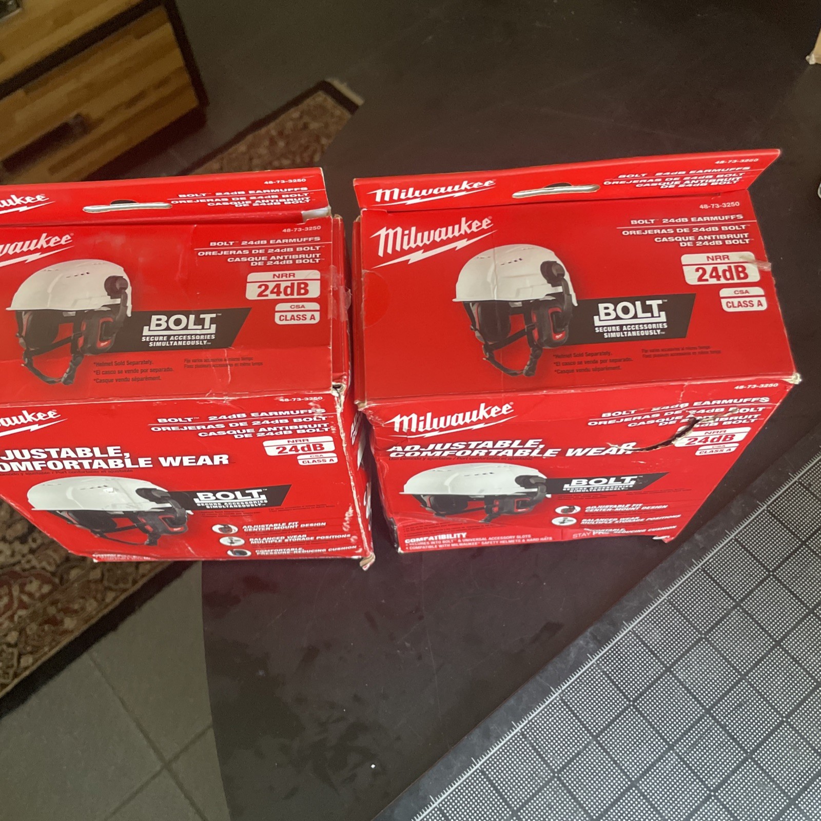(Lot of 2) Milwaukee 48-73-3250 BOLT 24dB Adjustable Comfortable Wear Earmuffs
