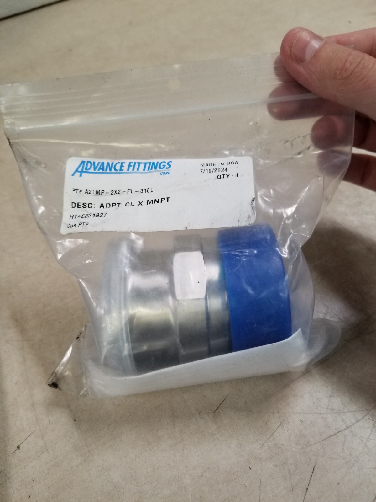 Unbranded Adapter CL x MNPT A21MP-2X2-PL-316L