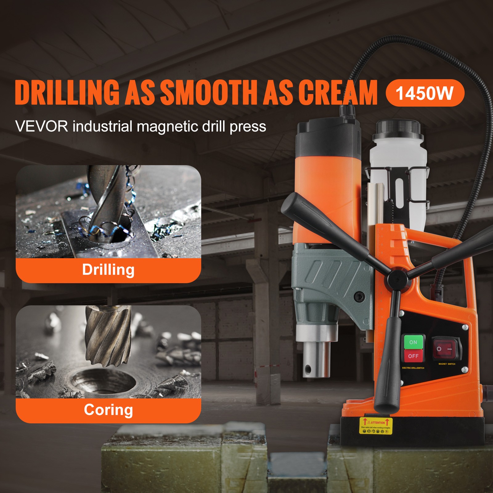 Uimoso Magnetic Drill Press 1450W, 2810 lbf Force,1.6 in Drill Capacity, 11 Bits