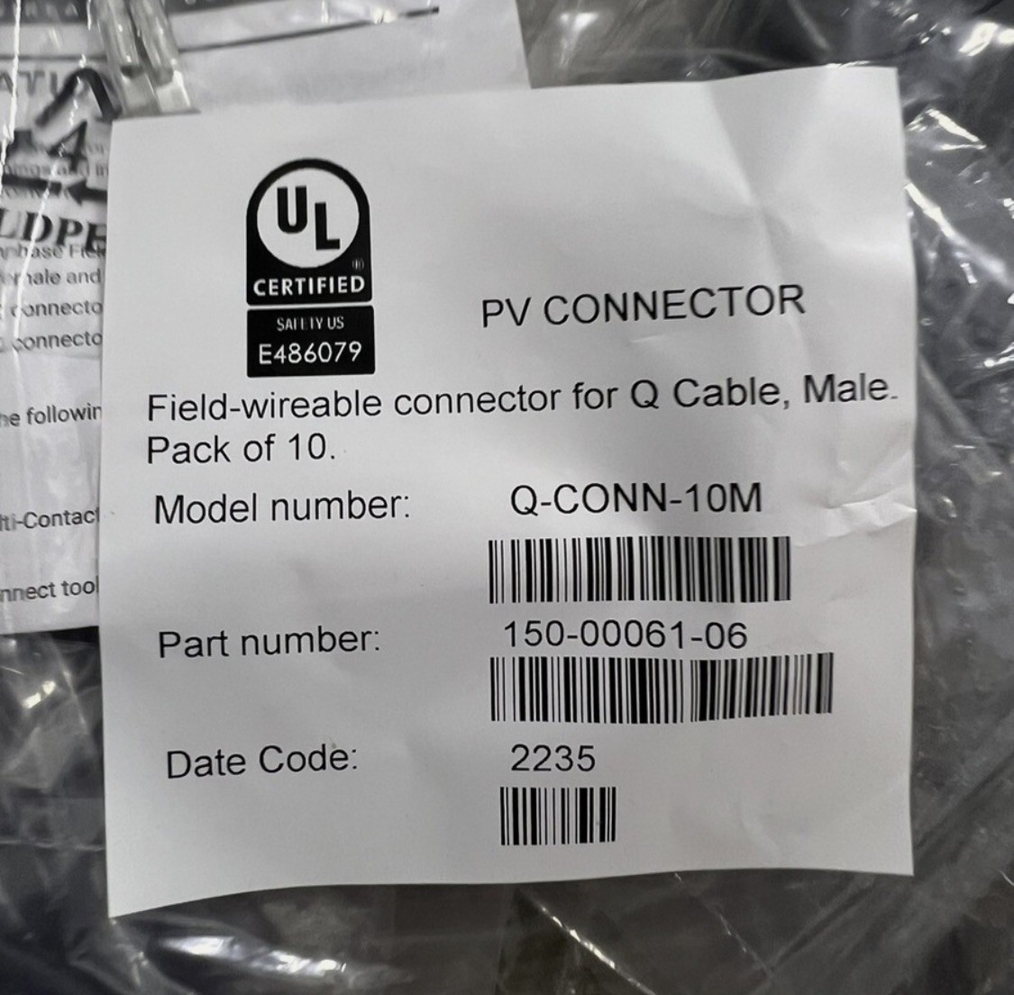 Enphase Q-CONN-10M Field Wireable Male Q Connector (10PK)