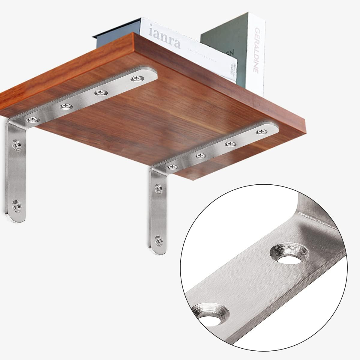 L Bracket, 5″ X 3″ Max Load: 35Lb/15Kg Heavy Duty Stainless Steel Solid Shelf Su