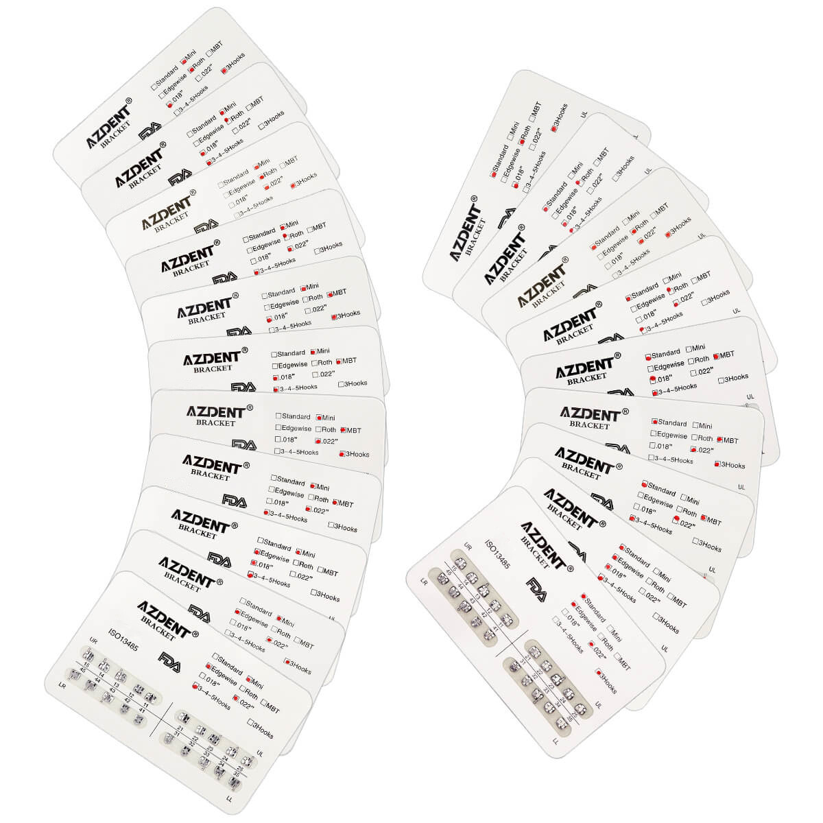 AZDENT Dental Orthodontic Bracket Braces Mini Standard 018/022 Roth/MBT Hook345