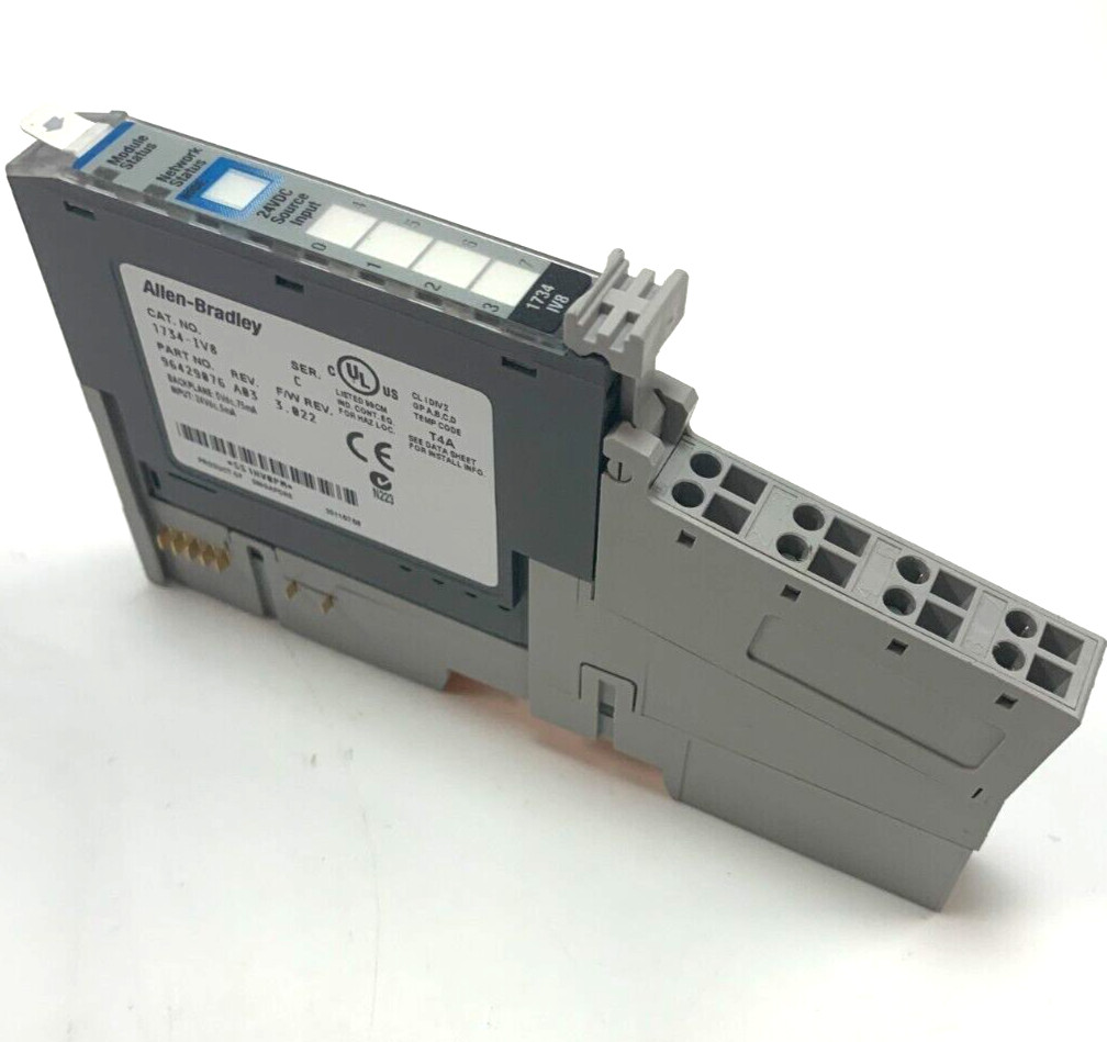 Clean! Allen-Bradley 1734-IV8 24V Source Input Module w/1734-MB Mounting Base