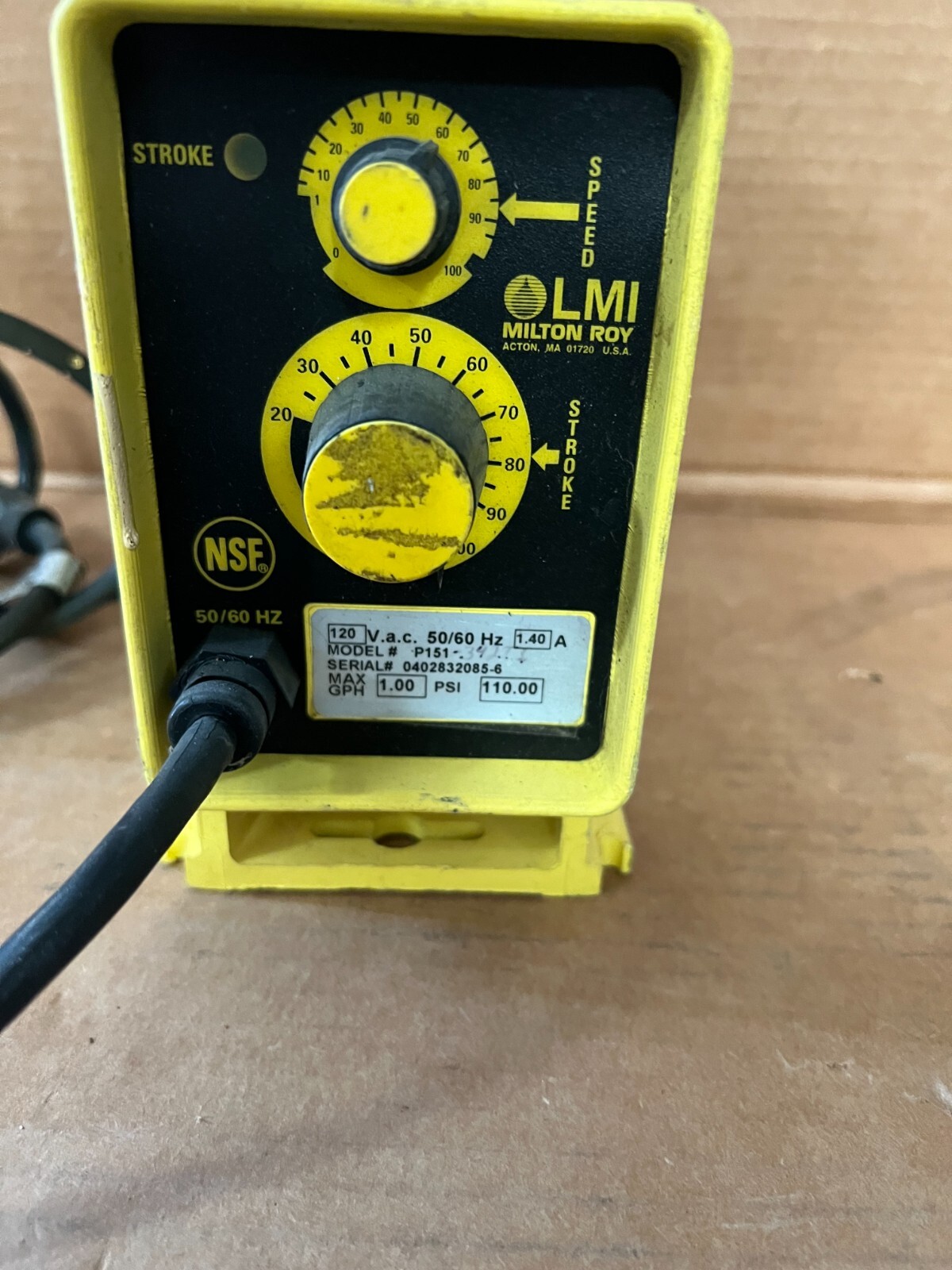 LMI Milton Roy P151-392 Pump 50/60Hz Max GPH 1.00 Max Psi 110.0