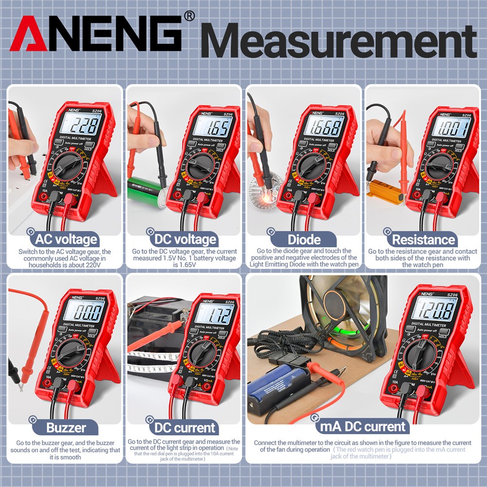 Digital Multimeter Tester AC DC Volt Ohm Amp Clamp Meter Auto Range LCD Handheld