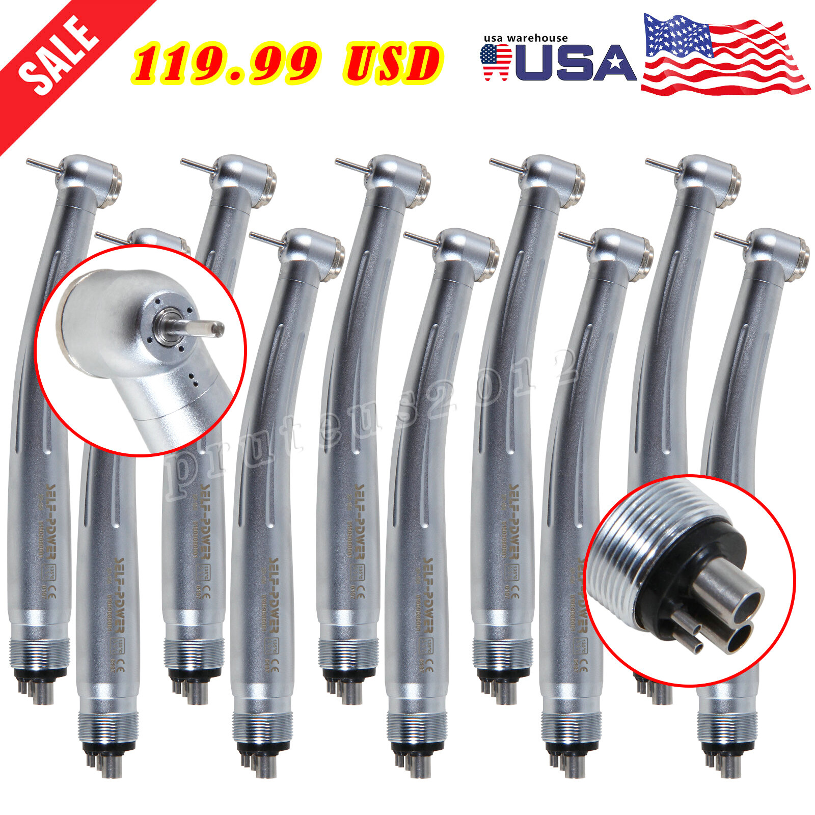 10pcs NSK Style Dental Pana Max High Speed Handpiece 4 Hole Push Button