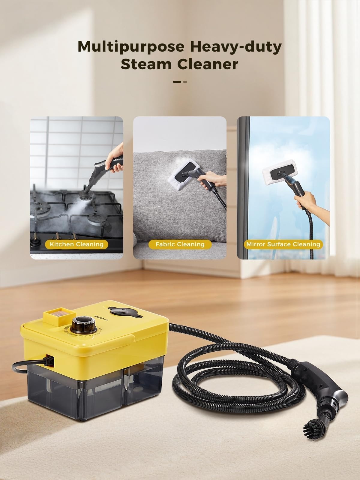 2500W Handheld Steam Cleaner with Attachments for Home & Kitchen