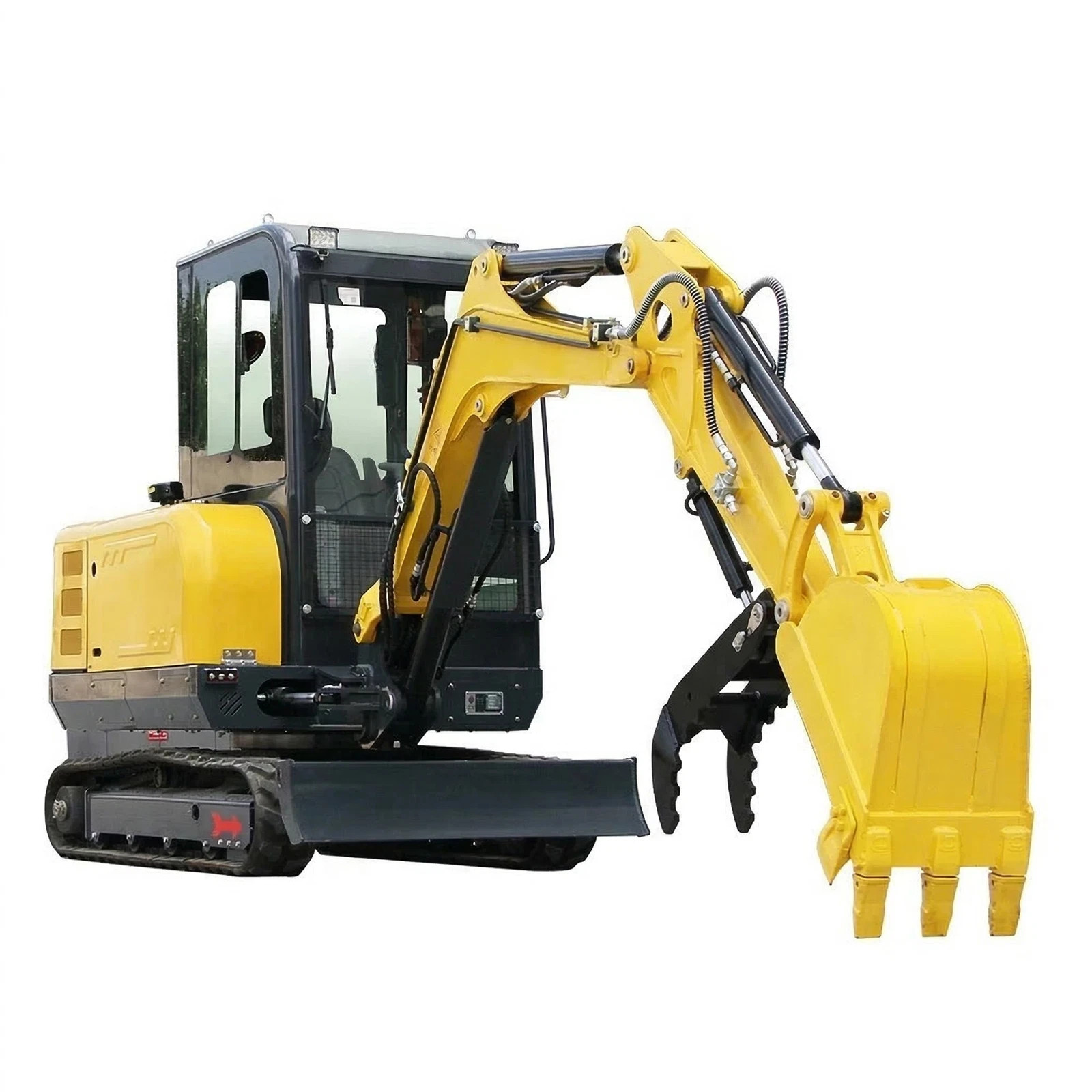 3.5Ton Mini Excavator Enclosed Cab Kubota Diesel Engine Side Swing+6 Attachments